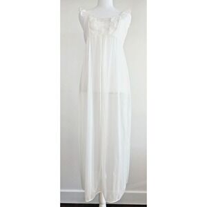 Seon Lingerie Stripes Mesh Lace Gown Maxi Dress Ruffle Cape Sleeves Cottage Y2K